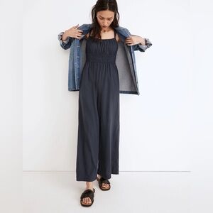 Madewell navy blue linen Sophie tank jumpsuit - XXS